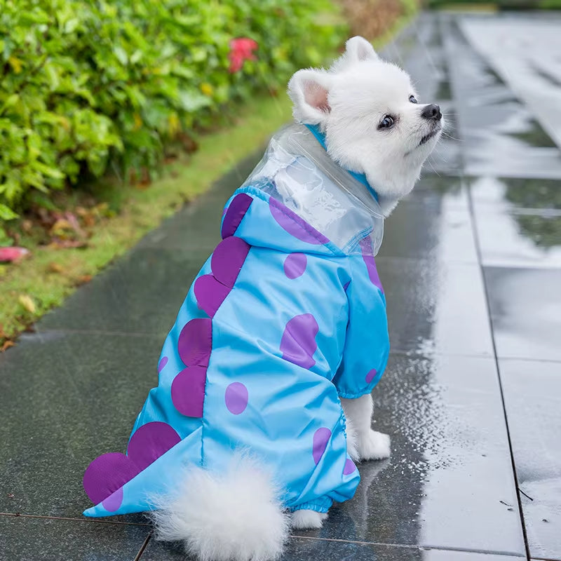 Dog Waterproof Raincoat with Poncho Hoodie, Adjustable Pet Rain Jacket with Leash Hole for Small Medium and Large Dogs