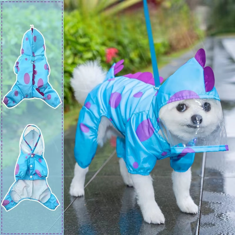 Dog Waterproof Raincoat with Poncho Hoodie, Adjustable Pet Rain Jacket with Leash Hole for Small Medium and Large Dogs