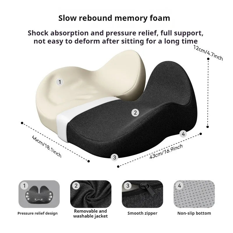 Thickened Memory Foam Cushion for Office Chair, Breathable Seat Pad to Relieve Back Pain and Hemorrhoids Office Sitting Artifact