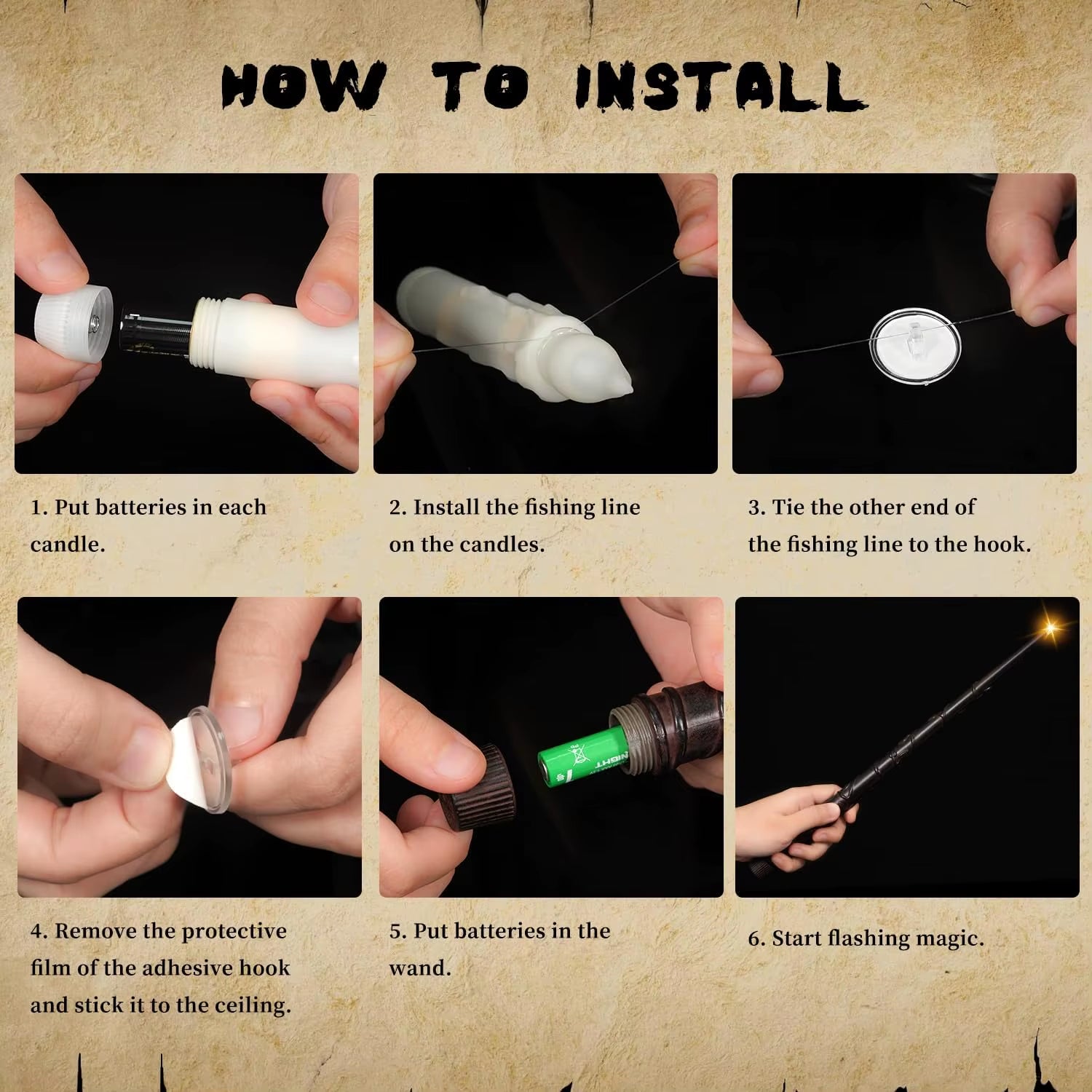 12-120Pcs Floating Candles with Wand Magic Hanging Candles LED Flickering Candles Flameless for Halloween Christmas Party Decor